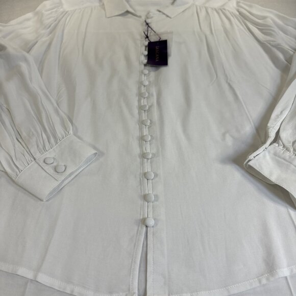 Lascana White Blouse Size 8 Balloon Long Sleeve - Picture 3 of 12